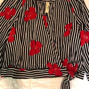 Madewell Striped Wrap Blouse Large NWT